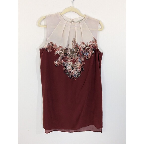 Allsaints Clement Shift Mini Dress 100% Silk Gauzy Floral Detail Women’s Sz L - Picture 3 of 8